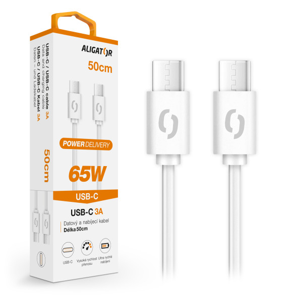 Datový kabel ALIGATOR DATKP55 USB-C/USB-C 3A 0,5m