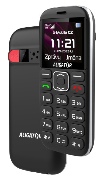 Aligator A720B 4G Senior černý + stolní nabíječka