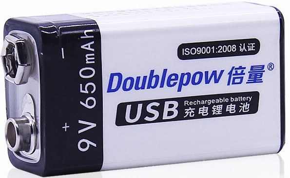 Nabíjecí baterie Li-ion 9V 650mAh 6F22, Doublepow