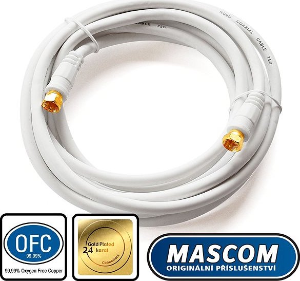 Mascom satelitní kabel 7676-030W, konektory F 3m