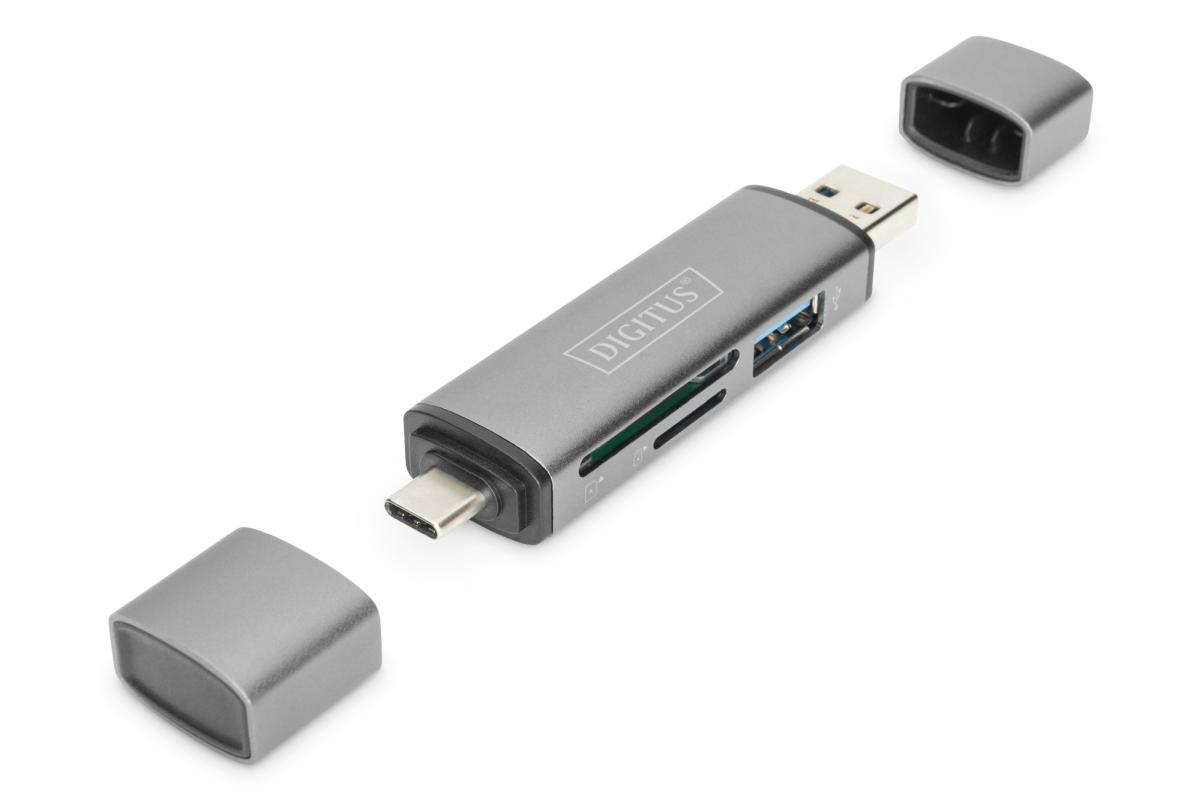 DIGITUS USB 3.0/USB-C čtečka paměťových karet SD/