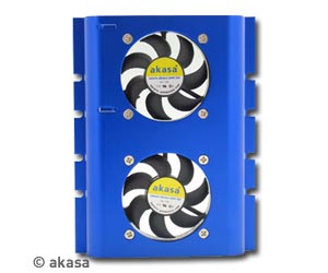 Akasa AK-HD-BL chladič HDD 2x 5cm fan modrý