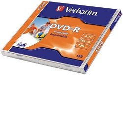 Verbatim DVD-R 4,7GB 16x printable jewel 1ks 43520