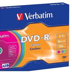 Verbatim DVD-R 4,7GB 16x AZO slim colour 1ks 43557