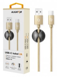 Aligator DATKP09 datový kabel USB-C zlatý 2A