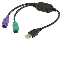 Redukce z USB na 2x PS/2 k počítači, černá