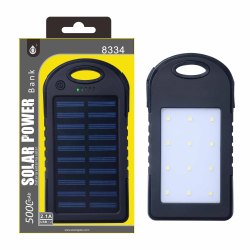 PLUS N8334 černá, solární PowerBank 5000mAh