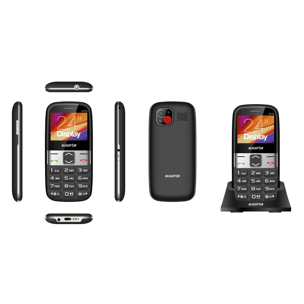 ALIGATOR A775 Senior černý + nabíjecí stojánek