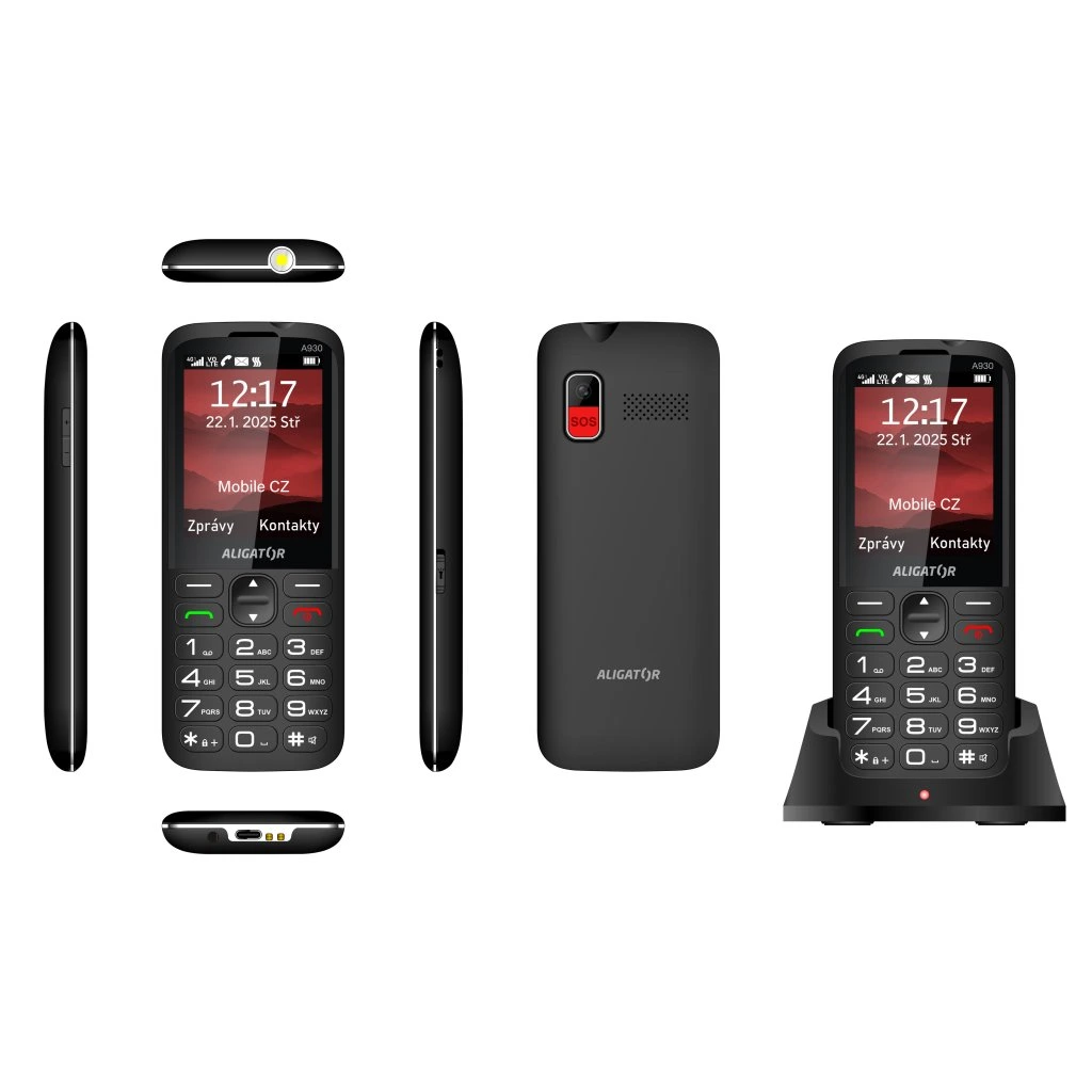 ALIGATOR A930 4G černý s aplikací Záchranka + nab