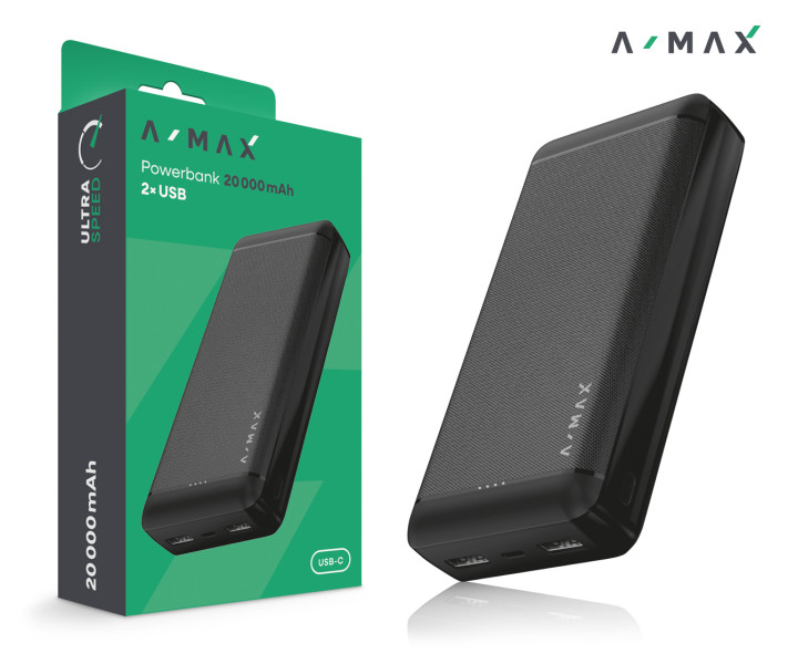 Powerbanka A-MAX 20 000 mAh, černá AX0004