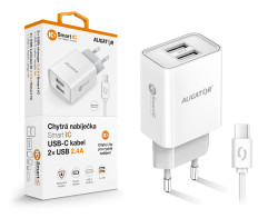 Nabíječka ALIGATOR 2.4A 2xUSB smart IC bílá + USB