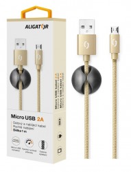 Aligator DATKP03 datový kabel MicroUSB 2A zlatý 1m