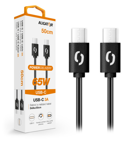 Datový kabel ALIGATOR DATKP54 USB-C/USB-C 3A 0,5m