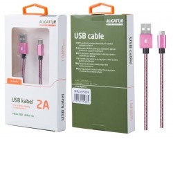 Datový kabel P5732, Micro USB, 2A opletený růžový