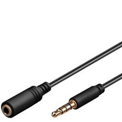Fotografie PREMIUMCORD Kabel Jack 3.5mm 4 pinový M/F 2m pro Apple iPhone, iPad, iPod