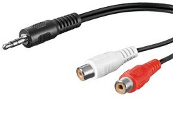 PremiumCord kabel Jack 3.5 - 2xCINCH 1,5m M/F