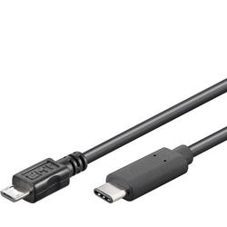 Kabel USB C/male - USB 2.0 Micro-B/male černý 1m