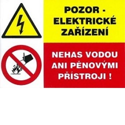 Pozor elektrické zařízení (samolepka 74x105 mm)