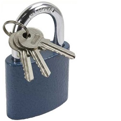 MAGG 32132 Visací zámek 32mm modrý + 4 klíče
