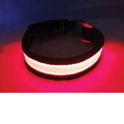 Svítící obojek velikost S, červený 20-40 cm