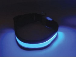Svítící obojek velikost M, modrý 30-50cm