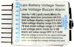 Tester LiPo aku 1-8s indikátor stavu nabití M485